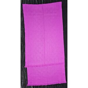 Gucci Muffler Stole Wool GG Pattern Fringe Purple